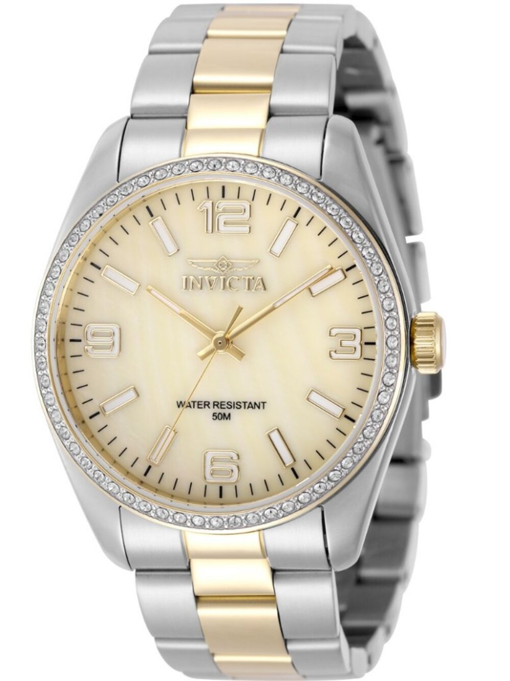 $219 Invicta Specialty Unisex W/Mother of Pearl Dial 38mm Gold Steel Watch NIB